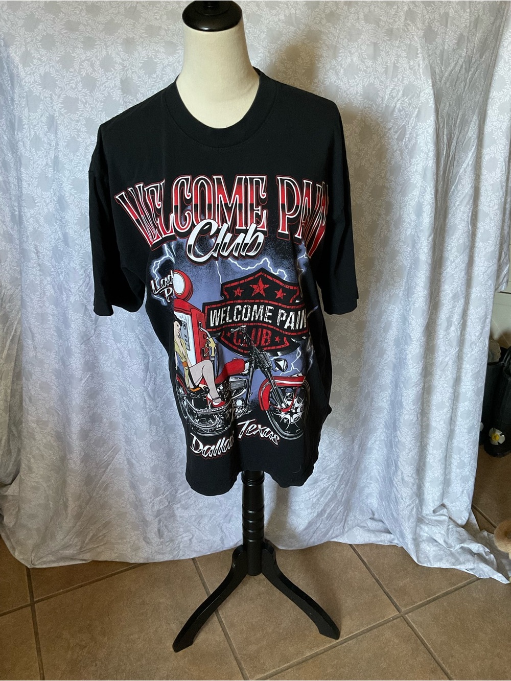 Welcome Pain Club Graphic Tee - Black with Red & White